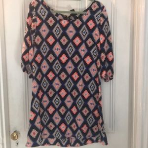 Aztec summer print dress, XL, zipper back